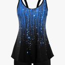 Arolina Tankini Swimsuits for Women Tummy Control Two Piece Bathing Suits Flowy Swim Tops with Boy Shorts, Blue/Black, L