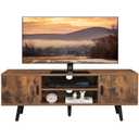 Iwell TV Stand for 55 Inch TV, TV Console with 2 Cabinets and Shelves, TV Stands for Living Room/Bedroom, Rustic Brown