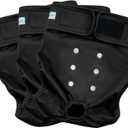 Paw Legend Washable Reusable Female Dog Period Diapers for Heat Doggie Puppy Diapers for Female Dogs (3 Pack, Large) (Large (17.5''-27'' Waist), Black (Black Lining))