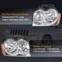 Headlights Assembly Replacement For Jeep Grand Cherokee 2005 2006 2007, Chrome With Amber Reflector