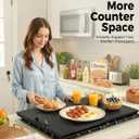 Gaialoop Noodle Board Stove Cover for Gas Stove with Handles, Black Acacia, 29.5"L x 22.1"W