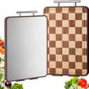 2 Pcs Acacia Wood Cutting Boards, Large Cutting Boards for Kitchen, Dual Sided Checkerboard Chopping Board with Handle, Charcuterie Board Butcher Block for Meat, Cheese, Fruits, Vegetable