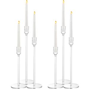 6Pcs Clear Candle Holders Centerpieces for Table, 8.3in/10.2in/12.2in Acrylic Tall Taper Candle Holder, Candlestick Holder Sets for Wedding Christmas Party Event Home Decorations
