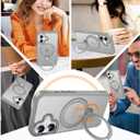 360 Spin Magnetic Stander for iPhone 17 Case [Compatible with Magnetic] [Built-in Kickstand] Mil-Grade Protective, Matte Non-Slip for iPhone 17 Phone Case(Gray)