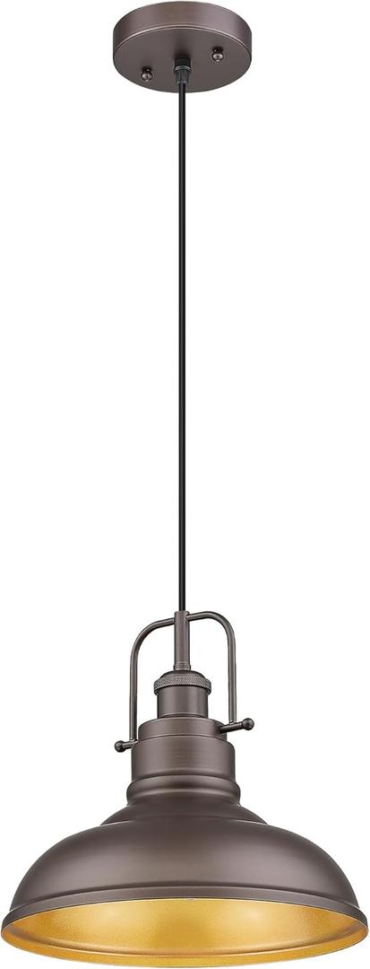 zeyu Farmhouse Pendant Light, 1-Light Industrial Hanging Light Fixture 11-inch, Oil Rubbed Bronze Finish, 016-1 ORB (Medium, 1 Pack)