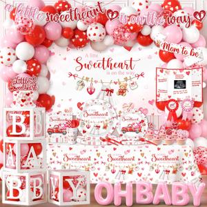 A Little Sweetheart is On The Way Decorations - 267Pcs Valentines Day Bear Truck Little Sweetheart Theme Balloon Arch Garland Set for Baby Shower Party Decoration