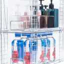 2 Pack Large Stackable Storage Drawers,Clear Acrylic Drawer Organizers with Handles, Easily Assemble for Kitchen Undersink,Bathroom,Cabinet,Makeup,Closet,Pantry,Organization and Storage