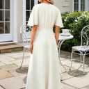 Womens Summer Short Sleeve V Neck Maxi Dress High Low Split Long Flowy Dresses Formal Cocktail Wedding Guest Dresses (XL)