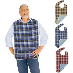 Modaliv 3-Pack Adult Bibs Waterproof, Reusable Eating Aprons with Crumb Catcher, Machine Washable Clothing Protectors for Seniors, Elderly & Special Needs