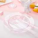 WDF 360 Pink Glitter Plastic Silverware - Disposable Glitter Cutlery - Plastic Silverware inluding 120 Forks, 120 Spoons, 120 Knives for Pink Birthday,Baby Shower,Mother's Day