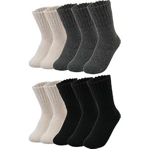 BomKinta 10 Pack Women's Boot Socks - Present for Wife Crew Socks - Birthday Soft Calf Sock 10 Pairs Size 5-11 3 Black 4 Beige 3 Grey