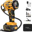 AUTDER Cordless Tire Inflator, 180PSI Portable Air Compressor with 21V Rechargeable Battery & 12V DC Car Adapter, Fast Inflation Digital Pump for Cars, Motorcycles, Bikes & Sports Balls - Black Yellow