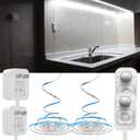 Under Cabinet Lights - Plug-in Motion Sensor LED Strip Lights Indoor with UL FCC Approved Adapter, Dimmer and Timer for Kitchen Cabinet, Stairway, Bedroom 2 Pack (Cold White)