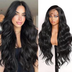 AISI HAIR 134 HD Black Lace Front Wigs for Women - Pre Plucked Long Body Wavy Synthetic Lace Wig with Baby Hair, Beginner Friendly, Natural Looking, Free Part 28 Inch
