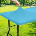 Moosfor Spandex 8 Foot Rectangle Table Cloth, Elastic Fitted Tablecloths for Picnic, Stretch Washable Patio Table Cover for Outdoor, Camping, Banquet and Parties (Blue Mist, 30"x96")