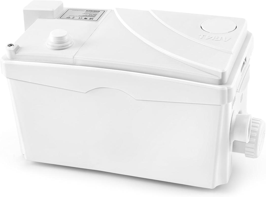 600W Utility Sink Pump with PCB Function Upgrade Structure Upflush to 25FT 1700GPH Under Sink Pump with 3 Water Inlets 1 Outlet Macerating Toilet System for Sink Shower Urinal Kitchen Basement