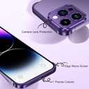 Losin Compatible with iPhone 15 Case with Camera Lens Protector, Aluminum Metal Frameless, Borderless Design, Slim Thin & Lightweight, Shockproof Protective Bumper Cover, for Women and Men (Purple)