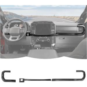 RT-TCZ Center Console Dashboard Strip Cover Trim Decoration Interior Accessories for Ford F150 2021-2025 (Black Wood Grain)