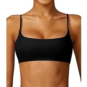Comper Women's Sports Bra with Thin Straps Stretchy Wirefree Workout Bras Lightweight Workouts Bralette with Removable Pads  Small