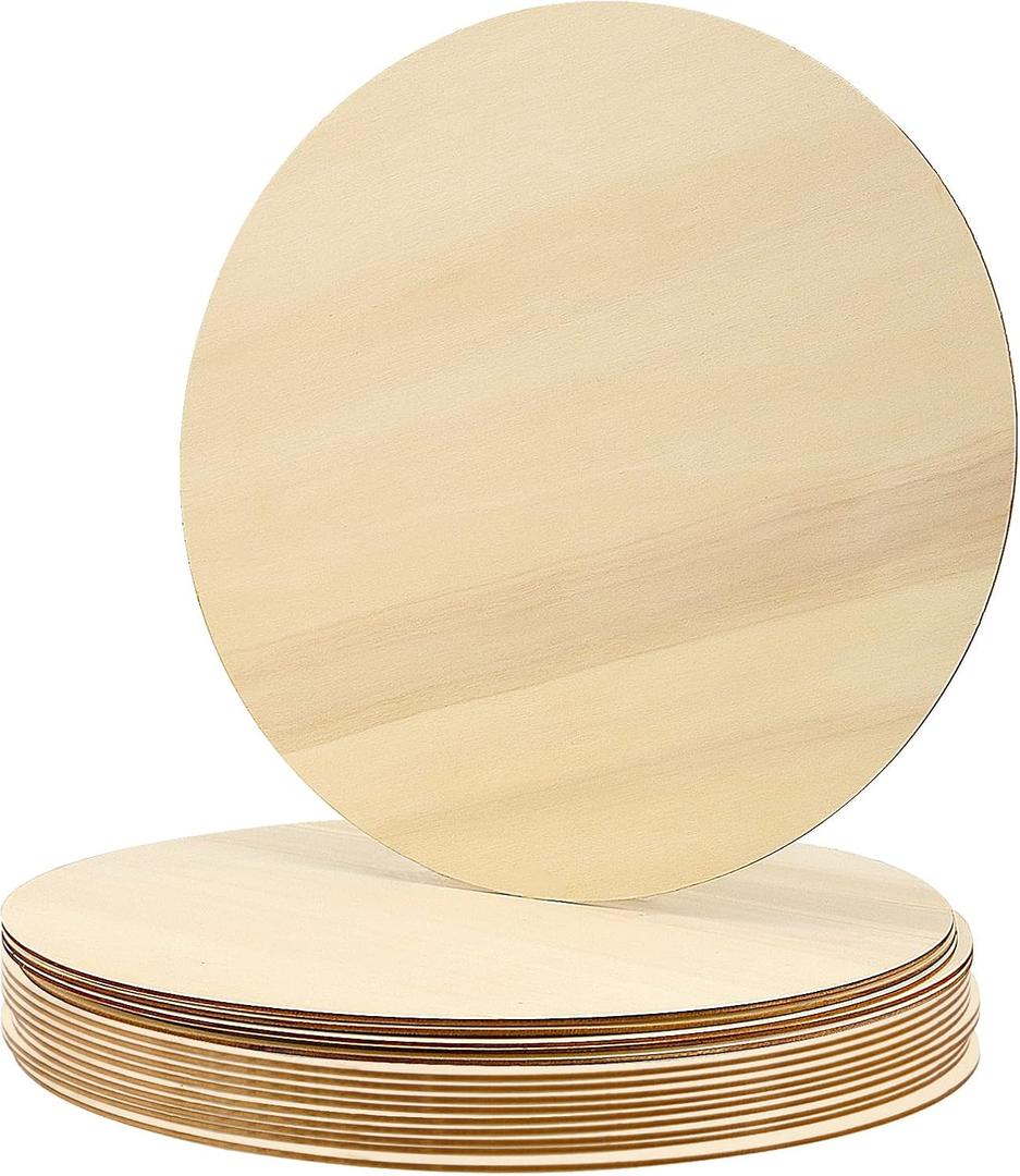 15 PCS 16 Inch Wood Circles, Unfinished Wood Rounds Large Wood Circle Blanks Wooden Circle Cutouts, Round Wood Discs for Crafts, Door Hanger, Pyrography and Painting