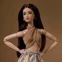 Barbie Basics Model Collector Fashion Doll 06 with Brunette Hair, Shimmery Golden Skirt & Halter, Universal-fit Fashions, Posable Body