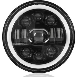 7 Inch Motorcycle Headlight, 7''Round LED Headlights DRL Halo Ring Angle Eyes Turn Signal Lights Hi/Lo Beam Head Light Compatible with Harley Headlamp Softail Road King Glide Motorcycle Honda Yamaha