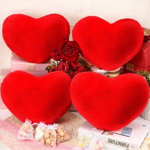 Queekay 4 Pcs Valentine Heart Pillow Cute Plush Cushion Toy Valentine Throw Heart Shaped Pillow Decorative Stuffed Plush Toy for Friends Bed Chair Sofa Cars(Red)