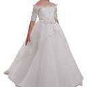 Elegant Flower Girl Lace Beading First Communion Dress 12 Years Old All Ivory Size 12