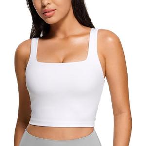 JOYSPELS Square Neck Sports Bra Open Back Strappy Workout Tops for Women Yoga Wireless Bra Padded (Medium)