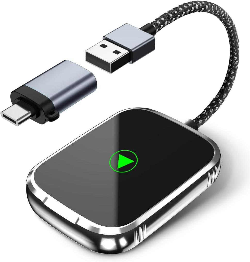Wireless CarPlay Adapter for Apple iPhone, Android Auto Adapter, 2 in 1 Car Play Dongle