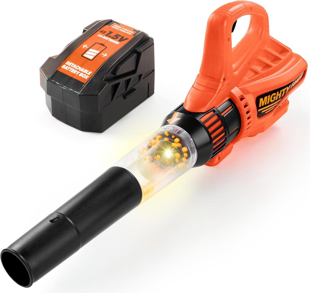 JOVA lalalark Mighty Force Kids Leaf Blower, Kids Gardening Set with Realistic Sounds, Lights and Wind, Outdoor Toys for Toddlers 3-5, Role Play Toys, Toddler Birthday Gift