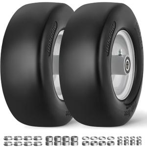 RONPOW 13x5.00-6 Flat Free Lawn Mower Tire and Wheel, 13x5x6 Solid Front Tires for Zero Turn Mower, 500Lbs Load, 3/4", 5/8" and 1/2" Bearings, 4.33"-6.73" Hub for Residential Commercial, 2Pack Gray