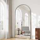Large Full Length Mirror, 30"x71" Arched Floor Mirror Full Length with Stand, Room Decor Big Full Body Mirror with HD Tempered Glass Aluminum Frame for Bedroom Living Room, Black
