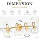Bathroom Light Fixtures, 4-Light Brushed Gold Vanity Lights with Globe Clear Glass, 30 Inch Champagne Bronze Vanity Lighting Fixtures Over Mirror, AD-22280-4W-GD