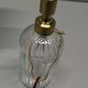 JASAI 18Oz Glass Soap Dispenser with Golden Pump for Kitchen,Refillable Liquid Hand soap Dispenser with Vertical Stripe, Clear Soap Dispenser Bathroom for Hand soap, Dish Soap, Lotion