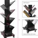Homaterial 360Rotating Tree Bookshelf - 7 Tier Space Saving Bookshelf, Corner Shelf for Small Spaces Black