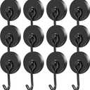 MIKEDE Magnetic Hooks 12 Pack 120Lbs Heavy Duty Neodymium Magnet Hook
Black Magnetic Swivel Hooks for Hanging Rust Proof Strong Magnets with Hook for Storage