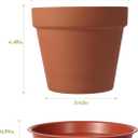 KOAMLY 2 PCS Clay pots and Plates, 5-inch red Clay pots with Drainage, Perfect for Indoor, windowsill, and Garden Plants