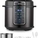 Midea 12-in-1 Electric Pressure Cooker, 6 Quarts, 12 Presets, Multi-Functional Programmable Slow Cooker, Rice Cooker, Steamer, Saut Pan, Yogurt Maker, and More, Stainless Steel (Black)