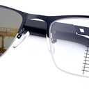 Photochromic Progressive Multifocus Reading Glasses UV Protection Sunglasses Anti Blue Light Transition Sun Readers (Black)