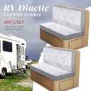 Leather Look RV Dinette Cushion Covers, Stretch Camper Cushion Slipcovers for Travel Trailer Couch RV Booth Seat, Replacement Camper Sofa Chair Protector (2 Backrest Cover & 2 Bench Cover,White)