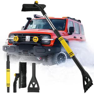 34" Extendable Ice Scraper and Snow Brush for Car Windshield, 360 Rotating (R001)