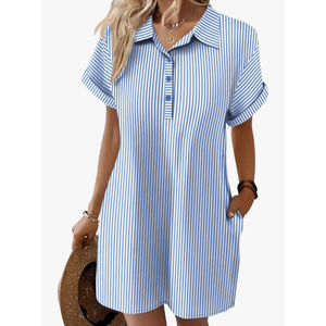Zeagoo Womens Cotton Shirt Dress Summer Casual Short Sleeve Button Down Beach Cover Up Shirts with Pockets, Size L Zeagoo Womens Cotton Shirt Dress Summer Casual Short Sleeve Button Down Beach Cover Up Shirts with Pockets, Size L
