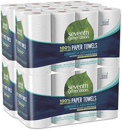 Seventh Generation 100% Recycled Paper Towels, 2-ply, 8 Count, Pack 1