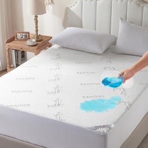 BEDLORE King Size Waterproof Mattress Protector Viscose Derived from Bamboo, Soft Mattress Cover Fitted with Deep Pocket 6"-18", Breathable Noiseless Mattress Pad, Machine Washable(White)