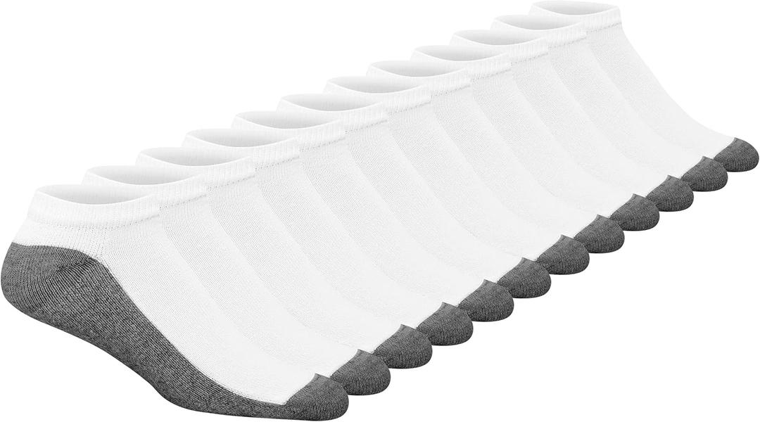 Hanes Men's Max Cushion Low Cut Socks, 6 and 8 Packs (White - 12 Pair Pack)