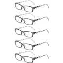 Kerecsen Reading Glasses 5 Pairs Fashion Ladies Readers Spring Hinge with Pattern Print Eyeglasses for Women (5 Grey, 2.25, x)