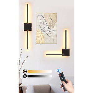 Battery Operated Wall Sconces Set of 2,  12000mAh Rotatable Picture Lights with Remote Control, Dimmable 30006500K LED Rechargeable Wall Lights for Living Room Bedroom Mirror, 28.3In