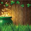 2 x 7x5ft Vinyl St.Patrick's Day Backdrop Pot of Gold Photography Background Lucky Irish Shamrock Wooden Texture Wall Grass Field Children Baby Adults Portraits Photo Studio