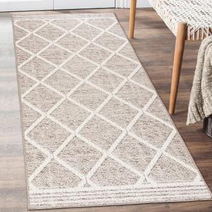 ReaLife Rugs Machine Washable Area Rug Runner - Living Room Bedroom Bathroom Kitchen Entryway Office - Padded Low Pile Stain Resistant Premium - Boho Modern Farmhouse - Tessa - Beige Ivory 2'6" x 8'